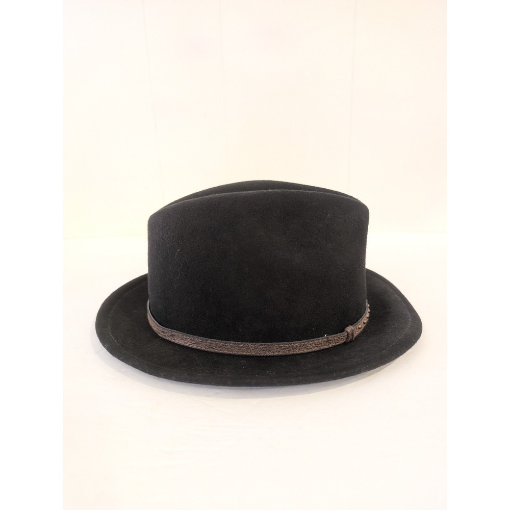 Harley Davidson Cowboy Hat Fedora Black Wool Felt Vintage USA Made Sz Small Band - Picture 6 of 16